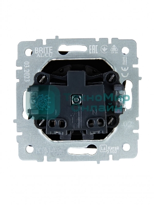 Розетка 1-местная IEK BRITE РС10-1-0-БрЧ (BR-R10-10-K02) без заземления, без защитных шторок, 10А, черный