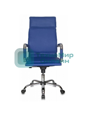 Кресло руководителя Бюрократ CH-993/blue синий, искусственная кожа, крестовина хромированная