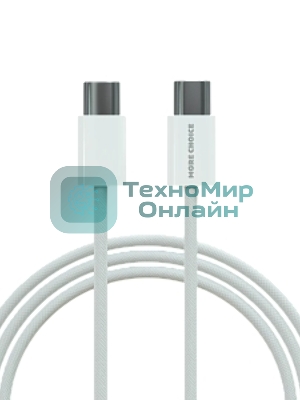 Кабель MORE CHOICE (4620202550361) K75a нейлон USB 3.0A PD 60W для Type-C Type-C 1м белый