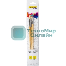 Набор кистей Silwerhof Color (набор 3шт) щетина круглая №2,4,6, деревянная ручка