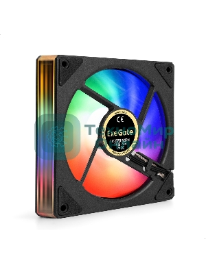 Вентилятор с подсветкой ExeGate EX12025HM3PM.FRGb.PRM (120x120x25 мм, FRGb, Hydraulic bearing (гидродинамический), 3pin+Molex, 1200RPM, 24dBA)
