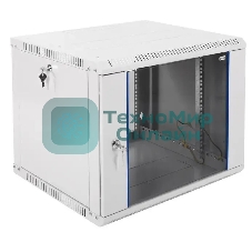 Шкаф настенный ЦМО ШРН-Э-9.500 9U 600x520 мм пер. дв. стекл несъемные бок. пан. серый
