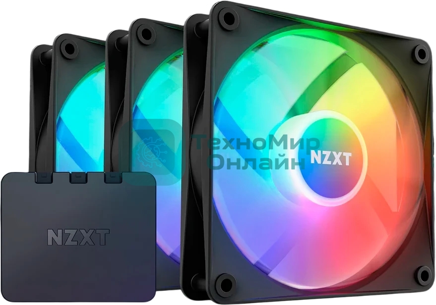 Вентилятор для корпуса Case Cooler NZXT F120 RGb Core Triple Pack (120x120x25мм, 4-pin PWM, RGb, 78.86CFM, 33.88dBA, 1800RPM, черный, 3pcs)