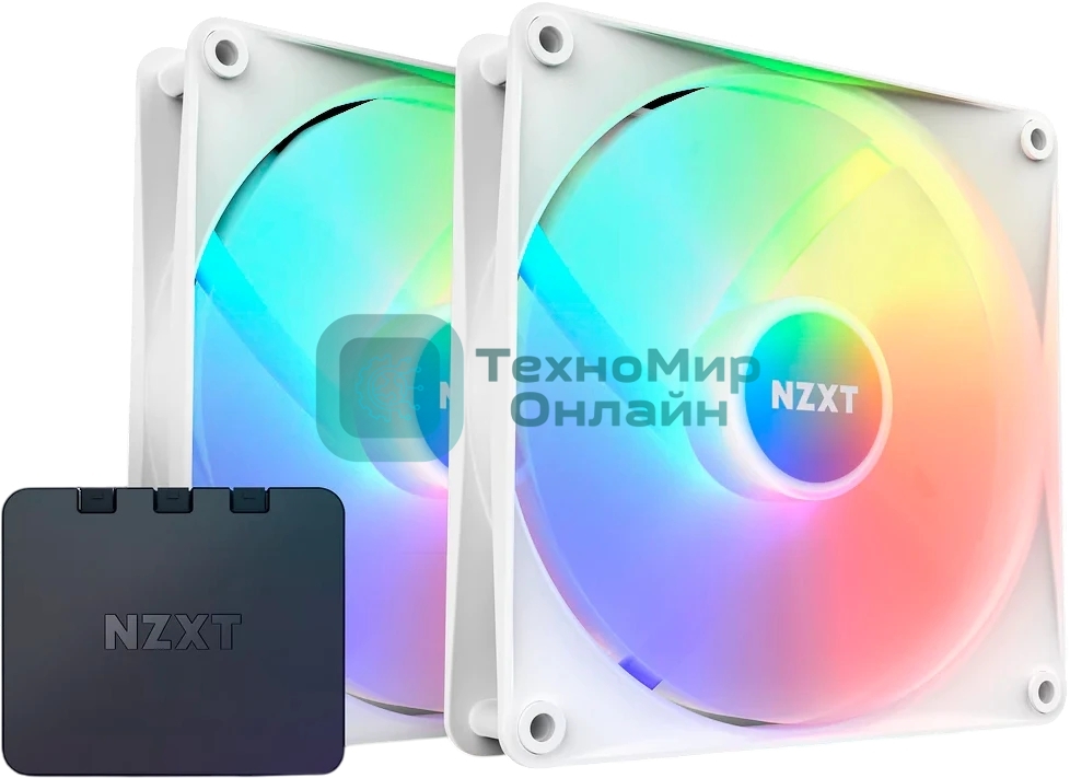 Вентилятор для корпуса Case Cooler NZXT F140 RGb Core Twin Pack (140x140x25мм, 4-pin PWM, RGb, 89.48CFM, 32.5dBA, 1800RPM, белый, 2pcs)