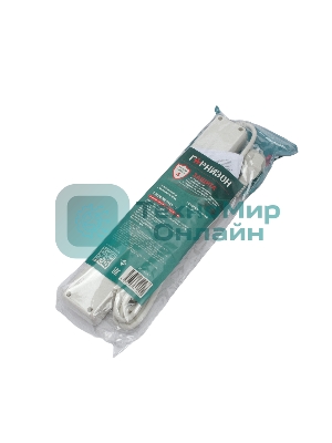 Сетевой фильтр Гарнизон ECL-6-W-3, 6 р, 10А, 3 м, ур.защиты 4, белый, пакет