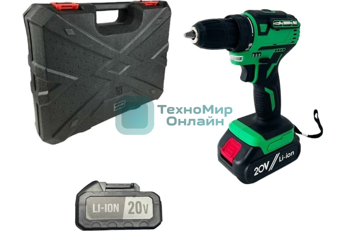 Дрель-шуруповерт аккумуляторная Zitrek Greenpower 20 Pro 063-4061, Аккумуляторная, 20В, 2 АКБ, Кейс