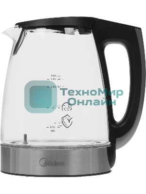 Чайник электрический Midea MK-8019, мощность 2200 Вт, объем 1.7 л, цифровой дисплей, регулировка температуры нагрева, 6 режимов нагрева, поддержание температуры, подсветка