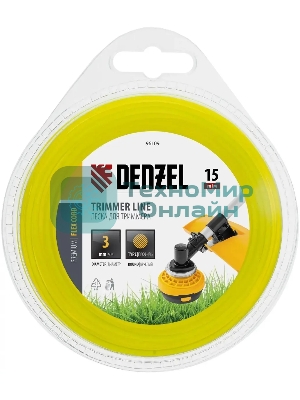 Леска для триммера Denzel круглая 3 мм х 15 м, блистер FLEX CORD