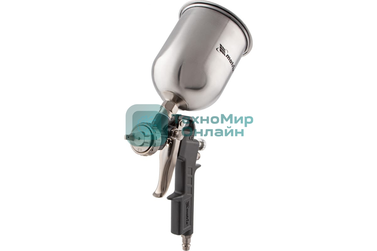 Краскопульт пневматический Matrix краскораспылитель пневмат. с верхним бачком v= 0.6л + сопла