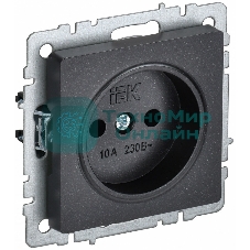 Розетка 1-местная IEK BRITE РС10-1-0-БрЧ (BR-R10-10-K02) без заземления, без защитных шторок, 10А, черный