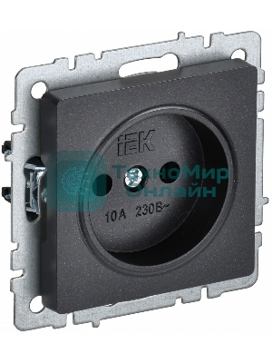 Розетка 1-местная IEK BRITE РС10-1-0-БрЧ (BR-R10-10-K02) без заземления, без защитных шторок, 10А, черный