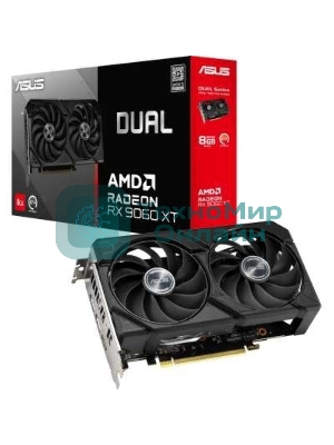 Видеокарта Asus PCI-E 5.0 DUAL-RX9060XT-8G AMD Radeon RX 9060XT 8Gb 128bit GDDR6 2550/20000 HDMIx1 DPx2 HDCP Ret
