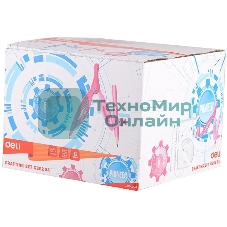 Циркуль Deli EG30204, корпус ассорти, пластик, в комплекте: линейка/транспортир/2 угольника/карандаш/ластик/точилка