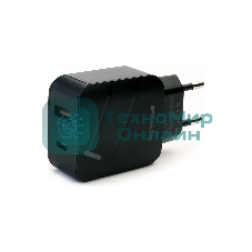 Сетевое зарядное устройство Ergolux ELX-РA01QC-C02 1USB+1Type C 100-220В 5-9В/3А QC коробка черный Ergolux
