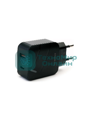 Сетевое зарядное устройство Ergolux ELX-РA01QC-C02 1USB+1Type C 100-220В 5-9В/3А QC коробка черный Ergolux