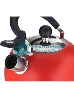 Чайник для плиты HITT H01023/1 Rondo Plus 2,5 л со св., капсул. дно, красный Л6115