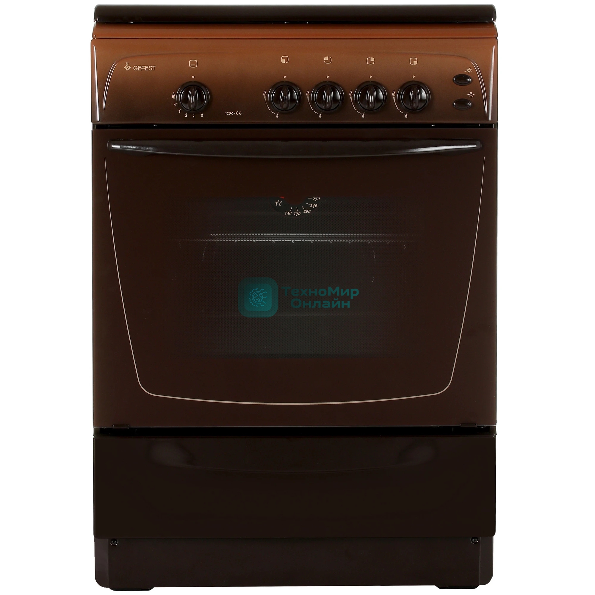 Плита газовая Gefest ПГ 1200 С6 К43 коричневый, конфорок 4 шт, духовка 63 л, 60 см x 85 см x 60 см