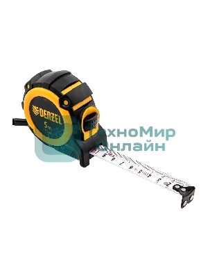 Рулетка Denzel 5м х 19мм, автоматич. фиксац., нейлон. покрытие, магнит. зацеп, двухстор. разметка
