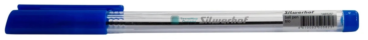 Ручка шариковая Silwerhof Trio, d=0.7мм, синие чернила, одноразовая ручка, линия 0.5мм, треугольная, прозрачный корпус