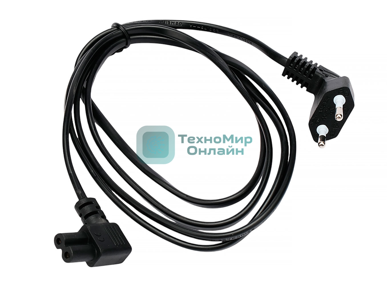 Кабель питания Cablexpert PC-184A-VDE-1.8M CEE 7/16-C7, 2x0.75мм2, 2.5А, VDE, угл.разъемы, 1.8м, черный, пакет