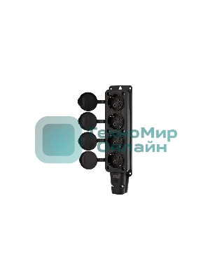 Розетка штепсельная Rexant четырехместная, влагозащищенная, с/з, 16 А, IP54, каучук