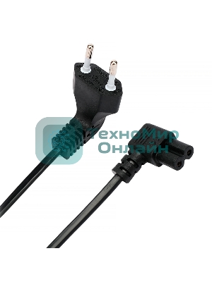 Кабель питания Cablexpert PC-184A-VDE-1.8M CEE 7/16-C7, 2x0.75мм2, 2.5А, VDE, угл.разъемы, 1.8м, черный, пакет