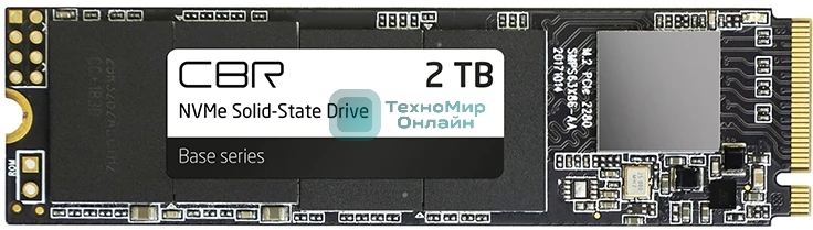 Накопитель SSD CBR Base SSD-002Tb-M.2-BS24b, 2Tb, M.2 2280, PCIe 3.0 x4, NVMe, R/W 3500/3100
