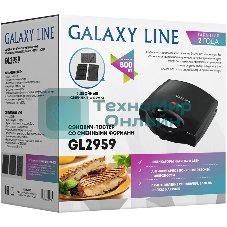 Сэндвич-тостер Galaxy Line GL 2959, черный, со съемными пластинами, 800 Вт