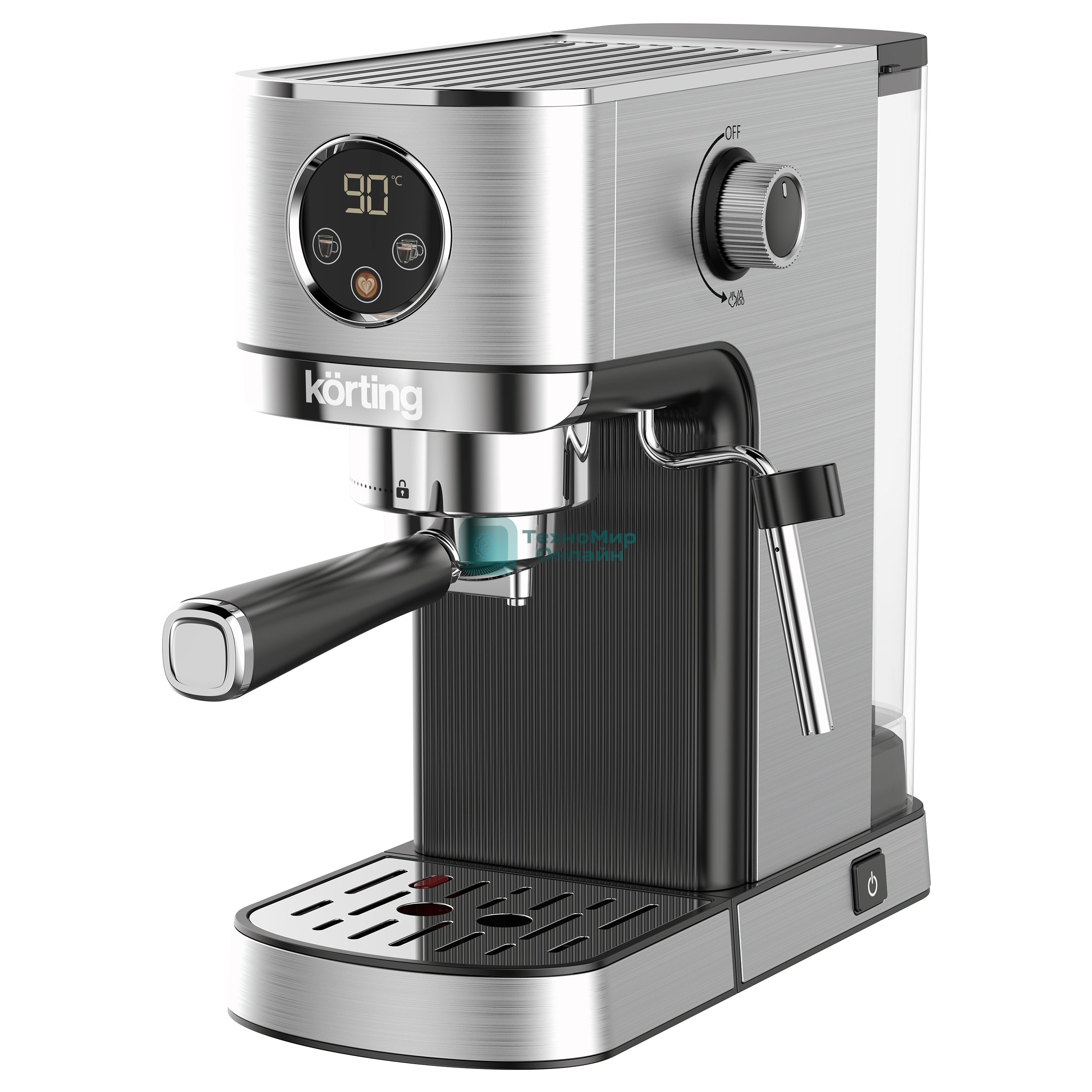 Кофеварка рожковая Korting KCM 1001 EX нержавеющая сталь, молотый, 1.2 л, 1350 Вт, 20 бар