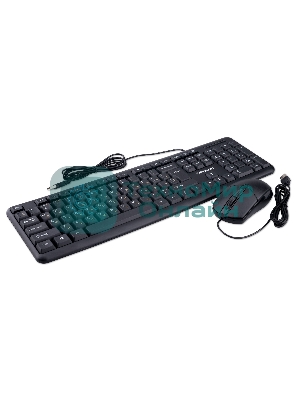 Комплект клавиатура + мышь проводной Гарнизон GKS-122, 104кл+3кн, 1000 DPI, 1.8м, черный