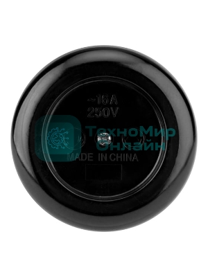 Розетка штепсельная Rexant карболитовая, открытой установки, б/з 16 А, черный