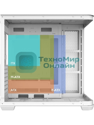 Корпус без блока питания Raijintek ATREUS BT7, Midi-Tower, TG, 7x120мм ARGB, 2xUSB-A 3.0 + 1xUSB Type-C , E-ATX, ATX, mATX, mITX White