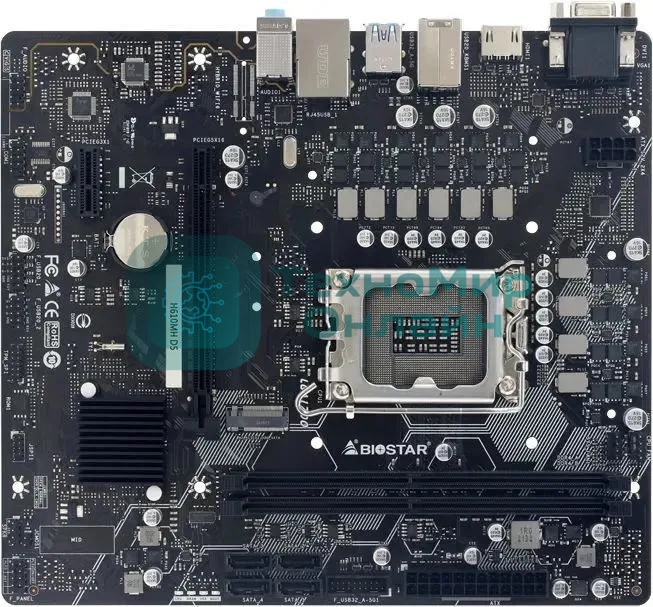 Материнская плата Biostar H610MH D5, LGA 1700, Intel H610, 2xDDR5, 4xSATA, 1xM.2 PCIe 3.0 x4, 1xPCIe 4.0 x16, 1xPCIe x1, 1xHDMI, 1xVGA, 1x 1Gb LAN, 4xUSB-A 2.0, 2xUSB 3.2 Gen 1, 3x3.5 мм, mATX