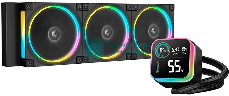 Система жидкостного охлаждения Deepcool LQ360 Ultra ARGb Soc-AM5/AM4/1200/1700/1851 черный 4-pin 38.71dB Al LCD 350W 1840gr Ret (R-LQ360-BKASMC-G-1)