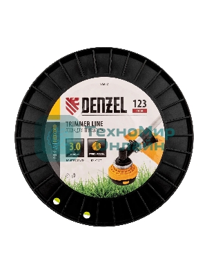 Леска для триммера Denzel круглая, 3,0мм х 123м, на DIN катушке FLEX CORD