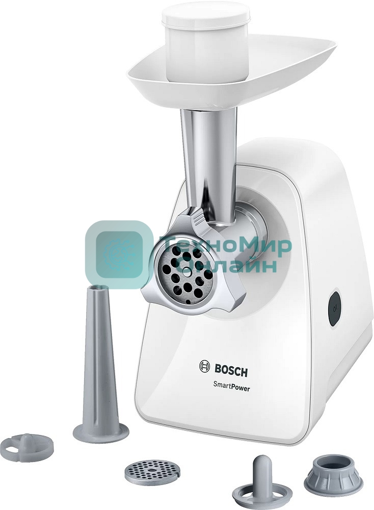 Мясорубка электрическая Bosch MFW2520W белый, 1500 Вт, 1.7 кг/мин, насадки - 4