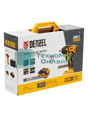 Гайковерт Denzel ударный аккумуляторный бесщет. CIWH-BL-20-350, Li-Ion, 20 В