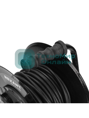 Удлинитель силовой Rexant КГ на катушке 4 гнезда, с/з, 30 м, 3х1,5 мм², IP44 c защитными крышками, металлическая катушка