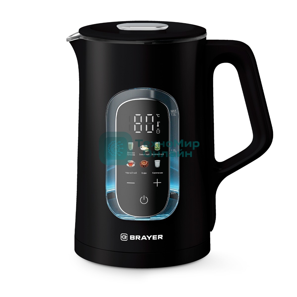 Чайник BRAYER BR6101 1500Вт, 1.5л, черный