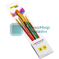 Набор кистей Silwerhof Color, синтетика (набор 5шт) синтетика круглая №3/плоская №2,6,14/овальная №1