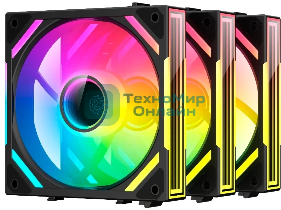 Вентилятор для корпуса Xastra FS120B ARGB FS120-3BA-SXX-GL 120mm, 800-2000rpm, 66CFM, 29.6dBa, BOX (3-pack)