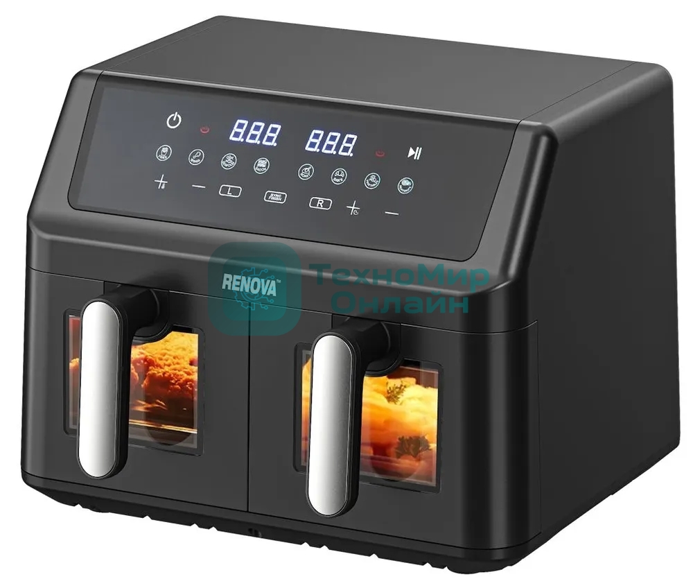 Аэрогриль Renova AF5-DTB2 черный, 2000 Вт, 9 л, сенсор, 8 программ