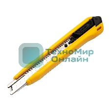 Технический нож Deli DL009B 9 мм SK4, лезвие 13 секций, ударопрочный корпус. Кнопка автоматической блокировки.