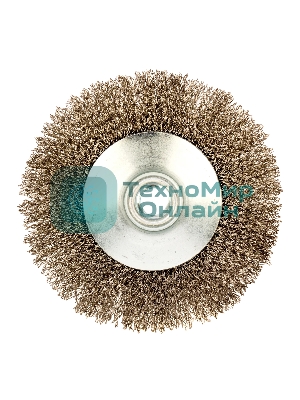 Щетка для УШМ Denzel 125 мм, М14, тарелка, витая нержавеющая проволока 0,3 мм