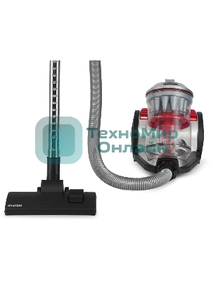 Пылесос Hyundai HYV-C2950 черный/красный, 380/2400 Вт, уборка сухая, пылесборник контейнер 3.5 л