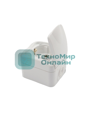 Розетка одноместная Kranz Mini OG открытой установки с заземлением, IP54 белая