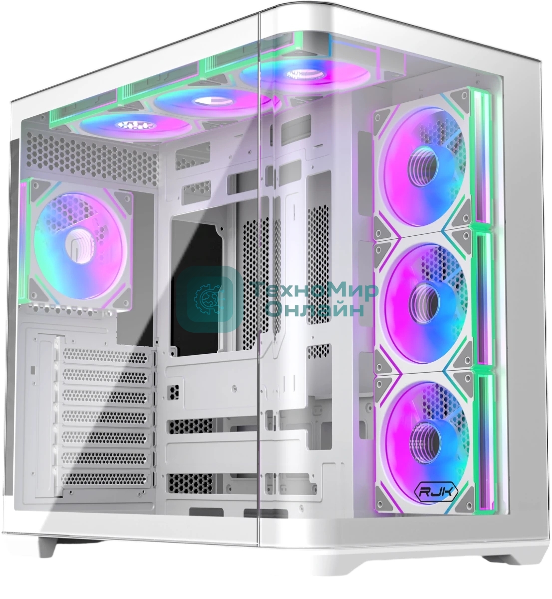 Корпус без блока питания Raijintek ATREUS BT7, Midi-Tower, TG, 7x120мм ARGB, 2xUSB-A 3.0 + 1xUSB Type-C , E-ATX, ATX, mATX, mITX White