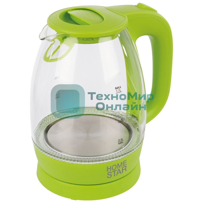 Чайник Homestar HS-1012 1.7 л, стекло, зеленый (003943)