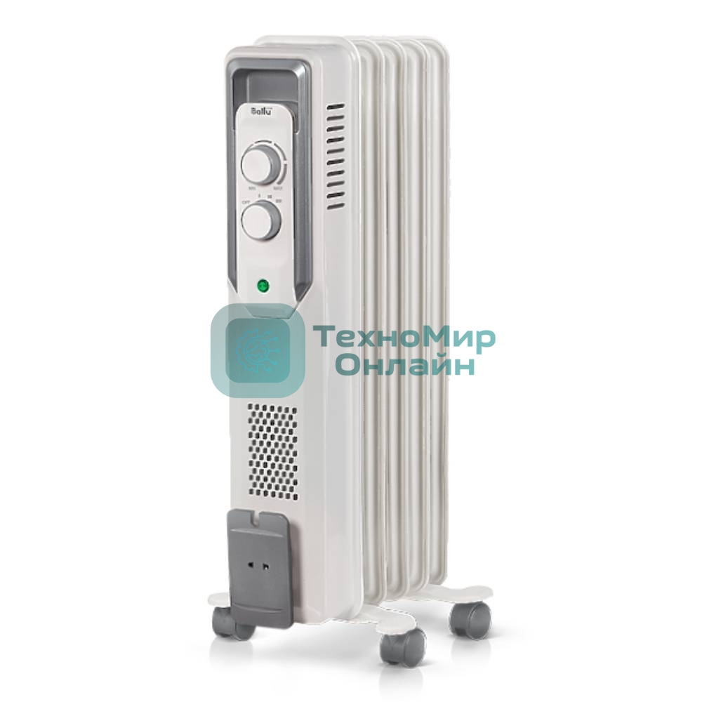 Обогреватель масляный Ballu CUBE BOH/CB-05W (5 секций), белый, 1000 Вт, 15 м2, механический термостат