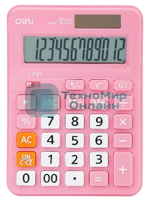 Калькулятор настольный Deli EM210FPINK розовый 12-разр.